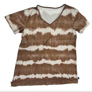 Brown and White Striped Tie Dye T-Shirt Dress